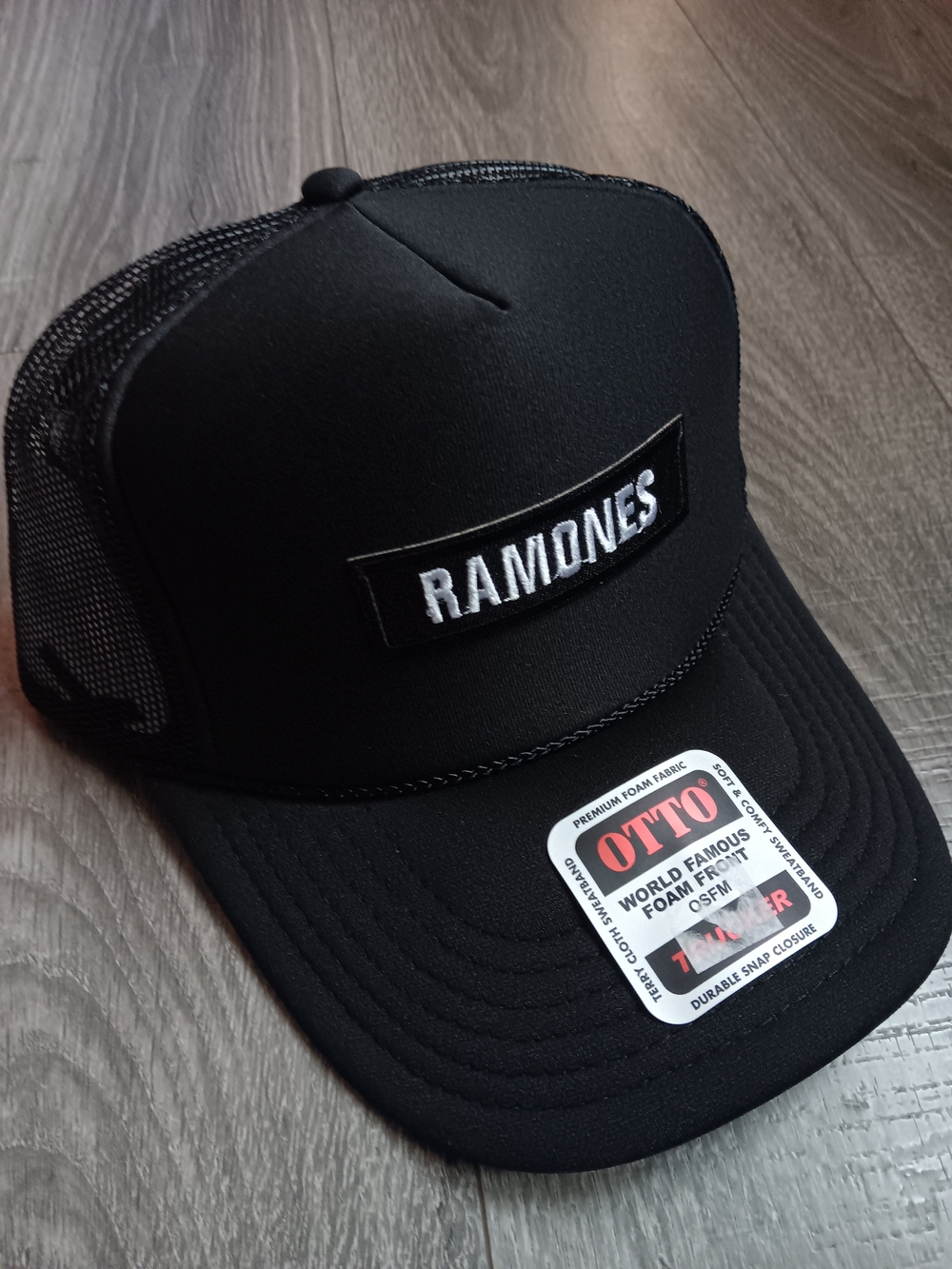 OTTO Black Ramones Trucker Hat with Embroidered Patch